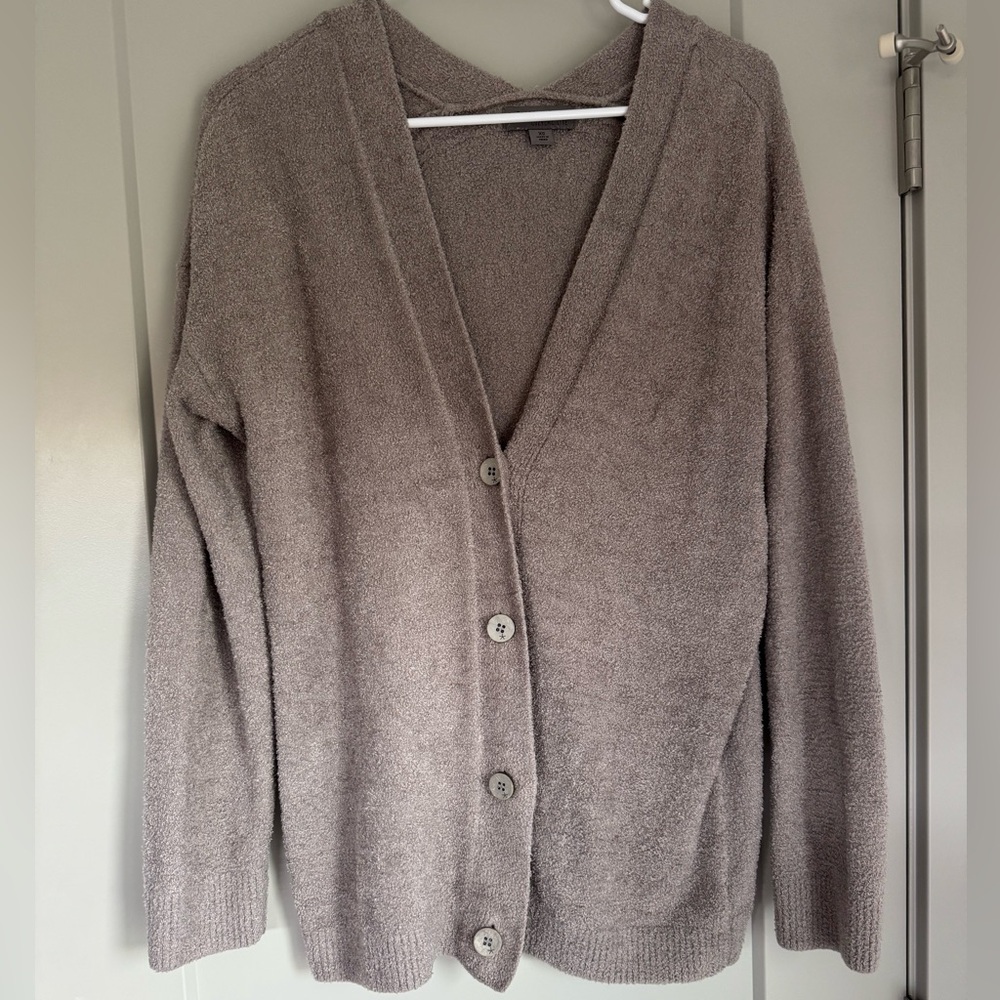 Barefoot Dreams Cozychic Lite Cable Button Cardigan -  Beach Rock Size XS